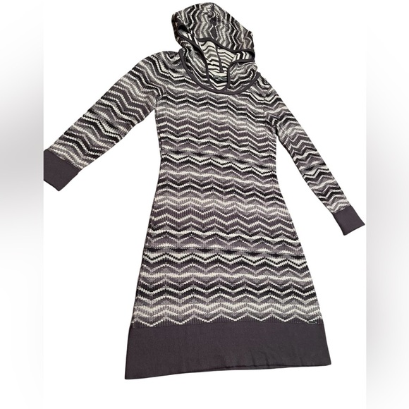PrAna Meryl Hooded Sweater Dress Gray Chevron Size S - Picture 5 of 11
